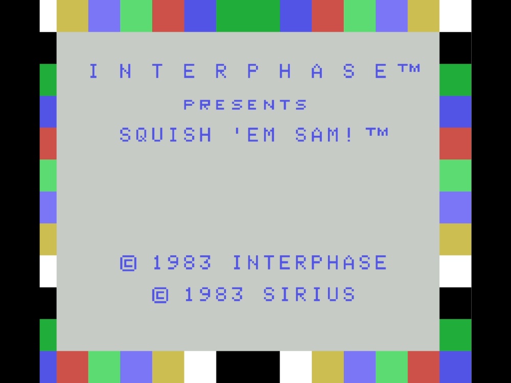 Title Screen of Squish 'Em Featuring Sam for Colecovision